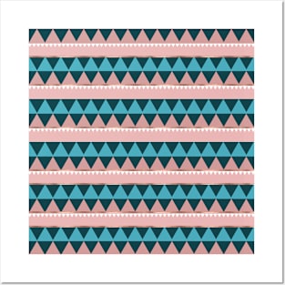 Triangle Pattern in Winter Colors with rose gold Posters and Art